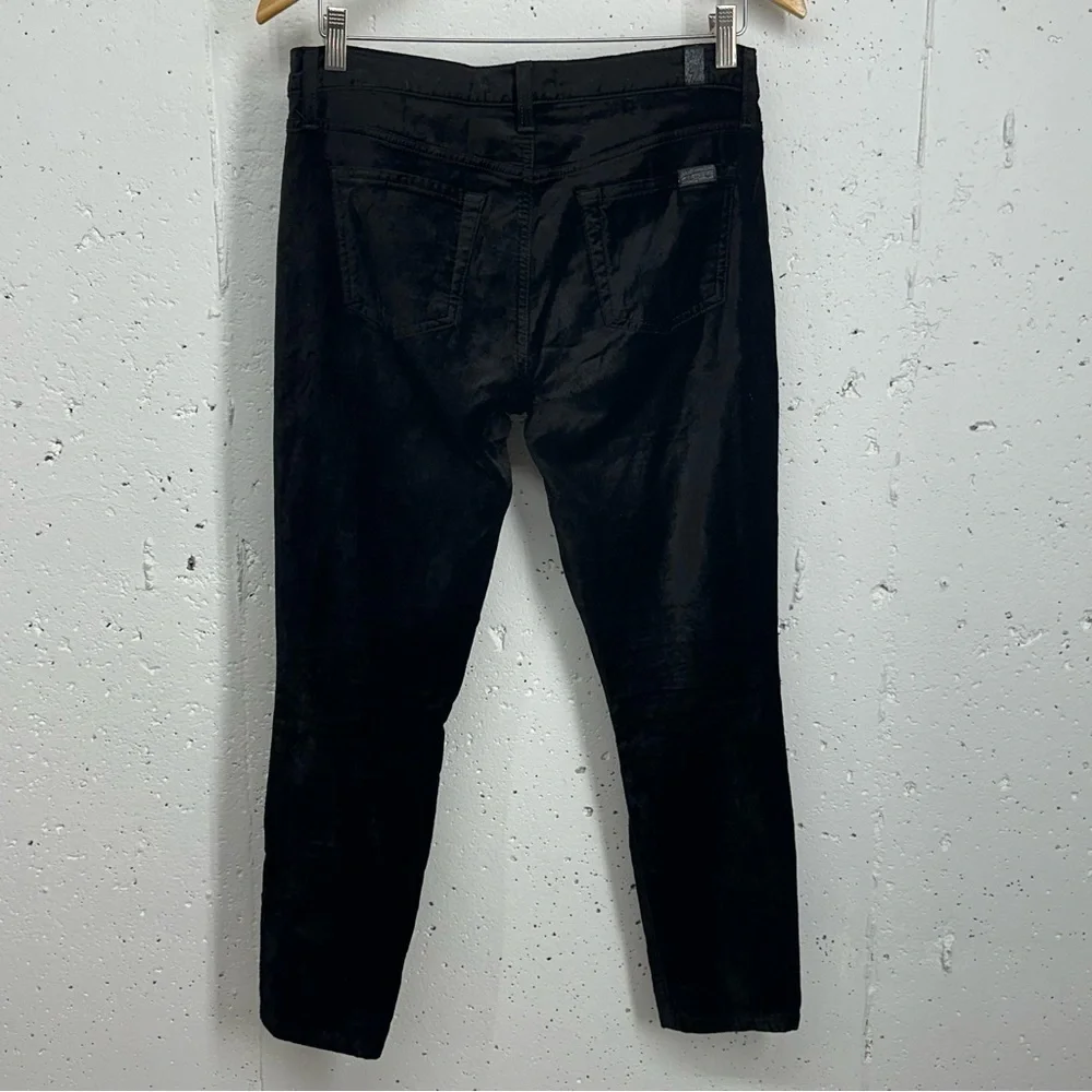 7 for all Mankind Women's Size 28 Black Velvet Skinny Stretch Ankle Jeans